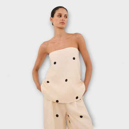 Milena – Polka Dot Set with Strapless Top