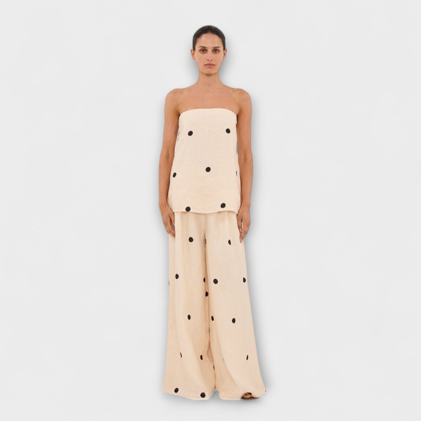 Milena – Polka Dot Set with Strapless Top
