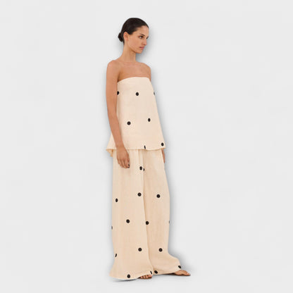 Milena – Polka Dot Set with Strapless Top