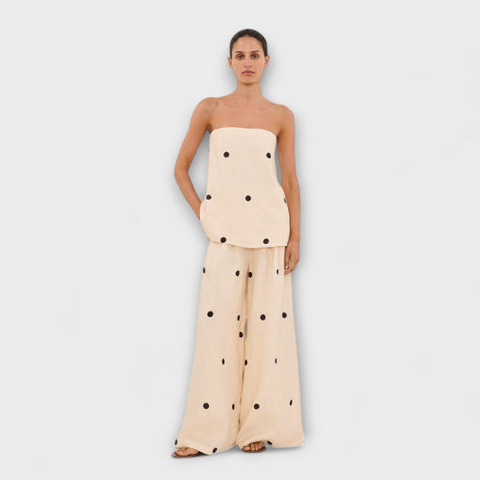 Milena – Polka Dot Set with Strapless Top
