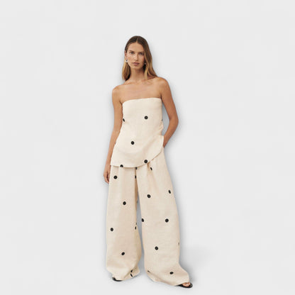 Milena – Polka Dot Set with Strapless Top