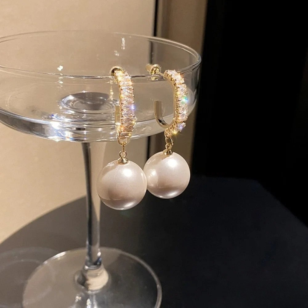 Elegant Pearl and Zirconia Earrings
