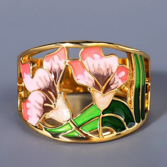 Retro Floral Gold Ring