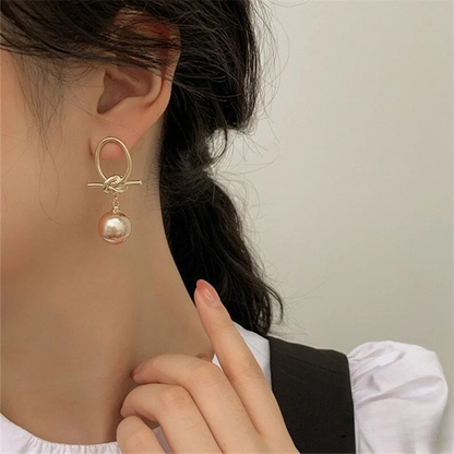 Gold Hoop Earrings with Pearls - Laura Jewelry
