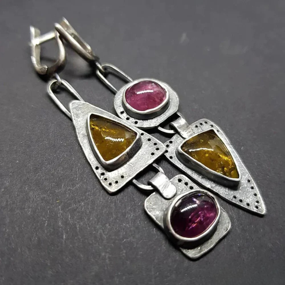 Retro Geometric Triangle Earrings