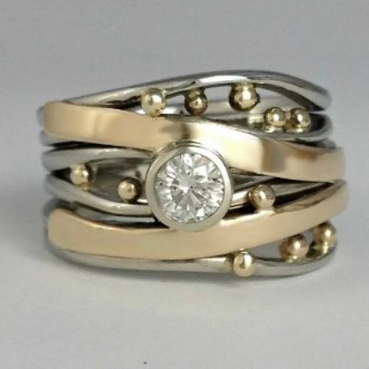 Classic Zirconia Ring with Gold Plating