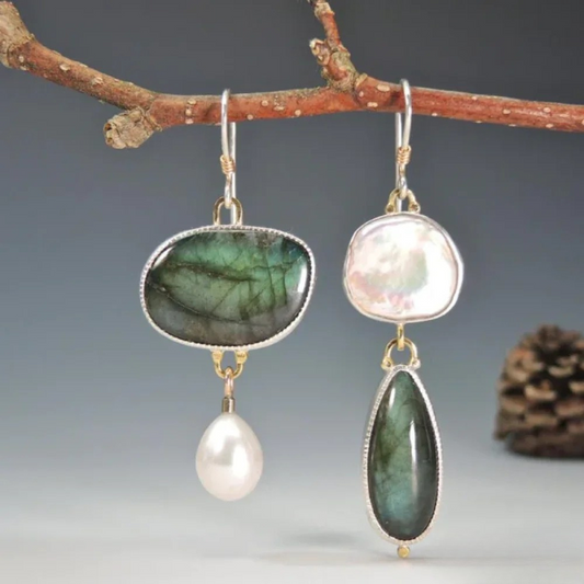 Retro Stone Earrings with Luxurious Finish