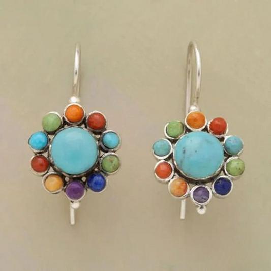 Round Turquoise Earrings in Various Shades