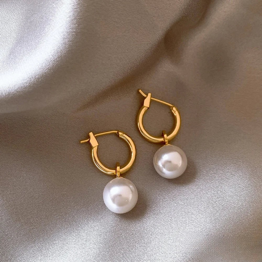 Elegant Gold-Plated Pearl Earrings