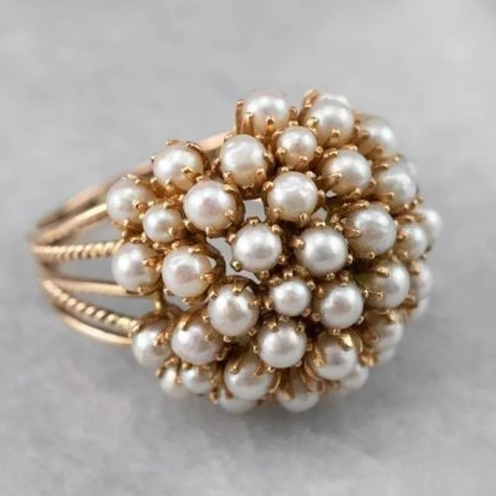 Pearl Ring with Set Stones - Laura Jewelry