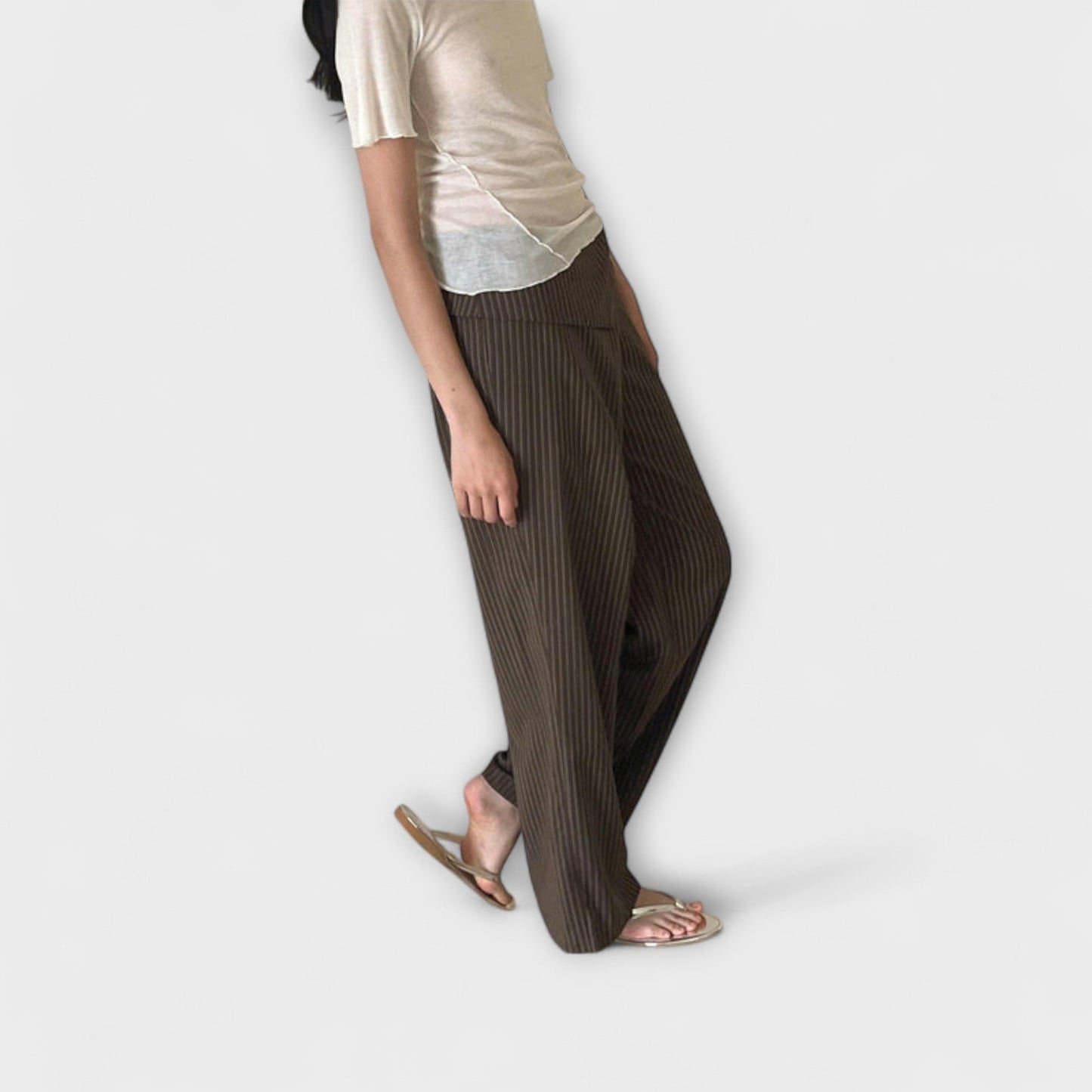 Folded Pants with Straps and Unique Design