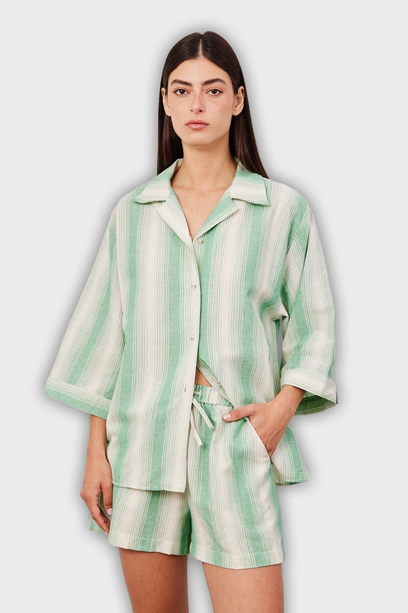 Short Two-Piece Suit with Stripes