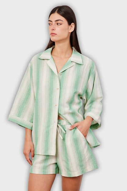 Short Two-Piece Suit with Stripes
