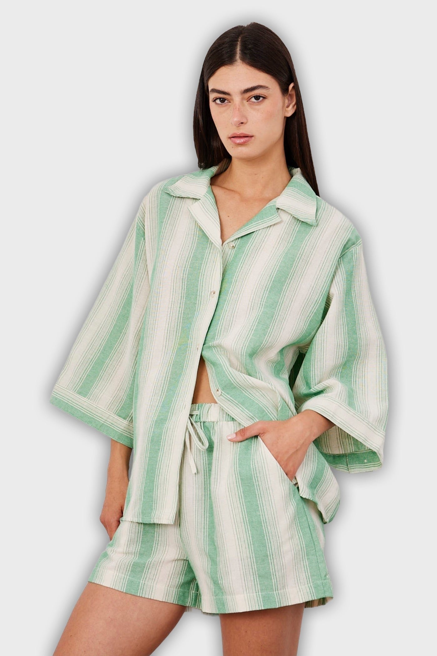 Short Two-Piece Suit with Stripes