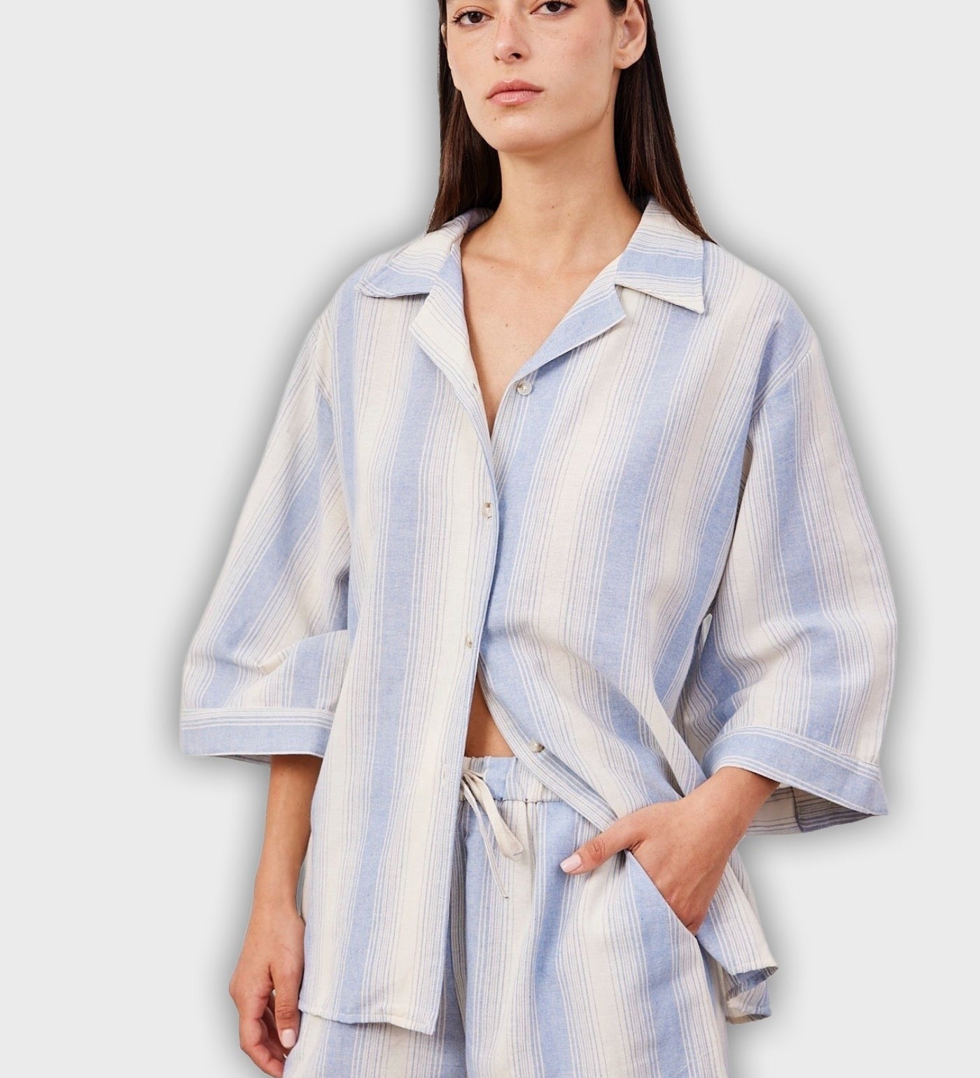 Short Two-Piece Suit with Stripes