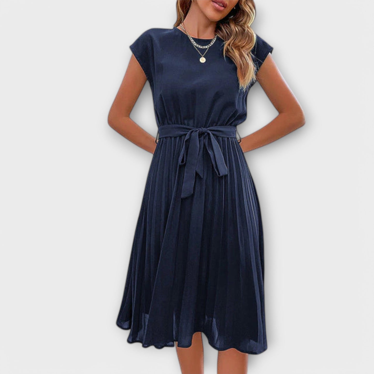 Claire Midi Summer Short Dress - Light and Pleated