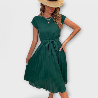 Claire Midi Summer Short Dress - Light and Pleated