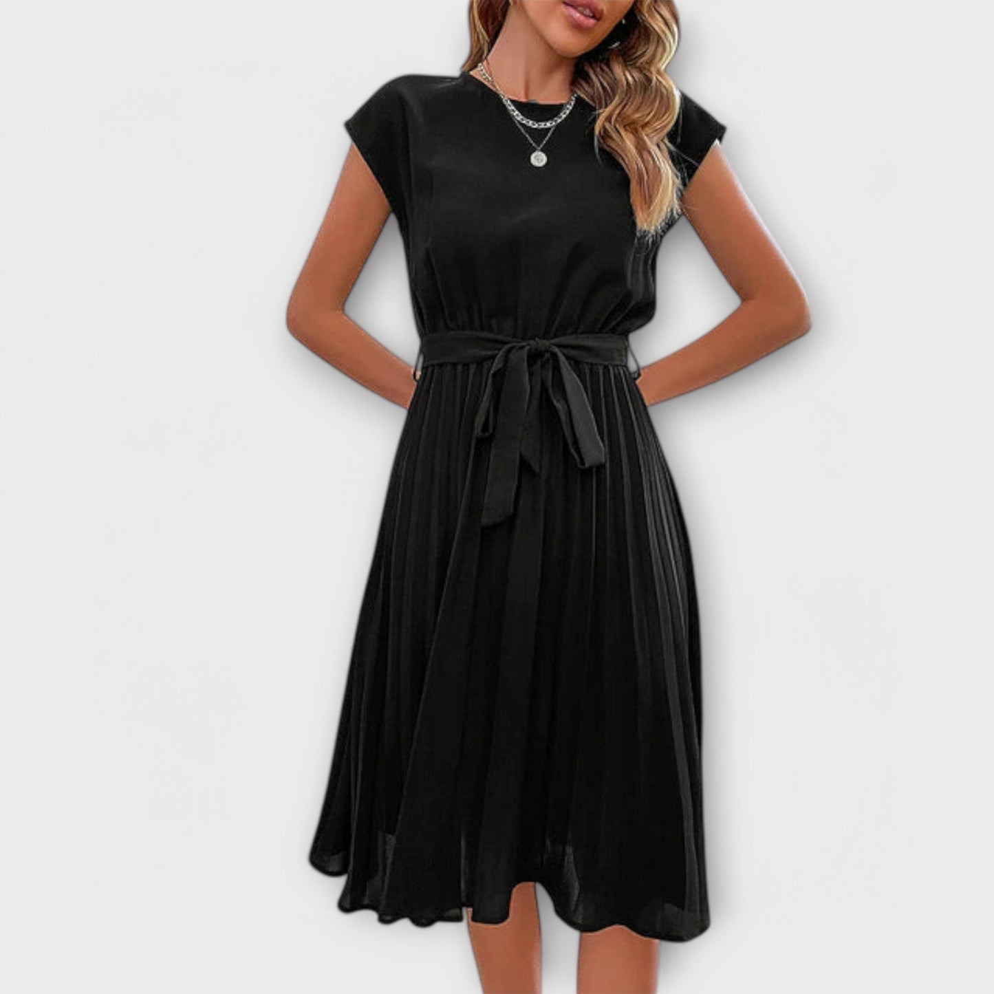 Claire Midi Summer Short Dress - Light and Pleated