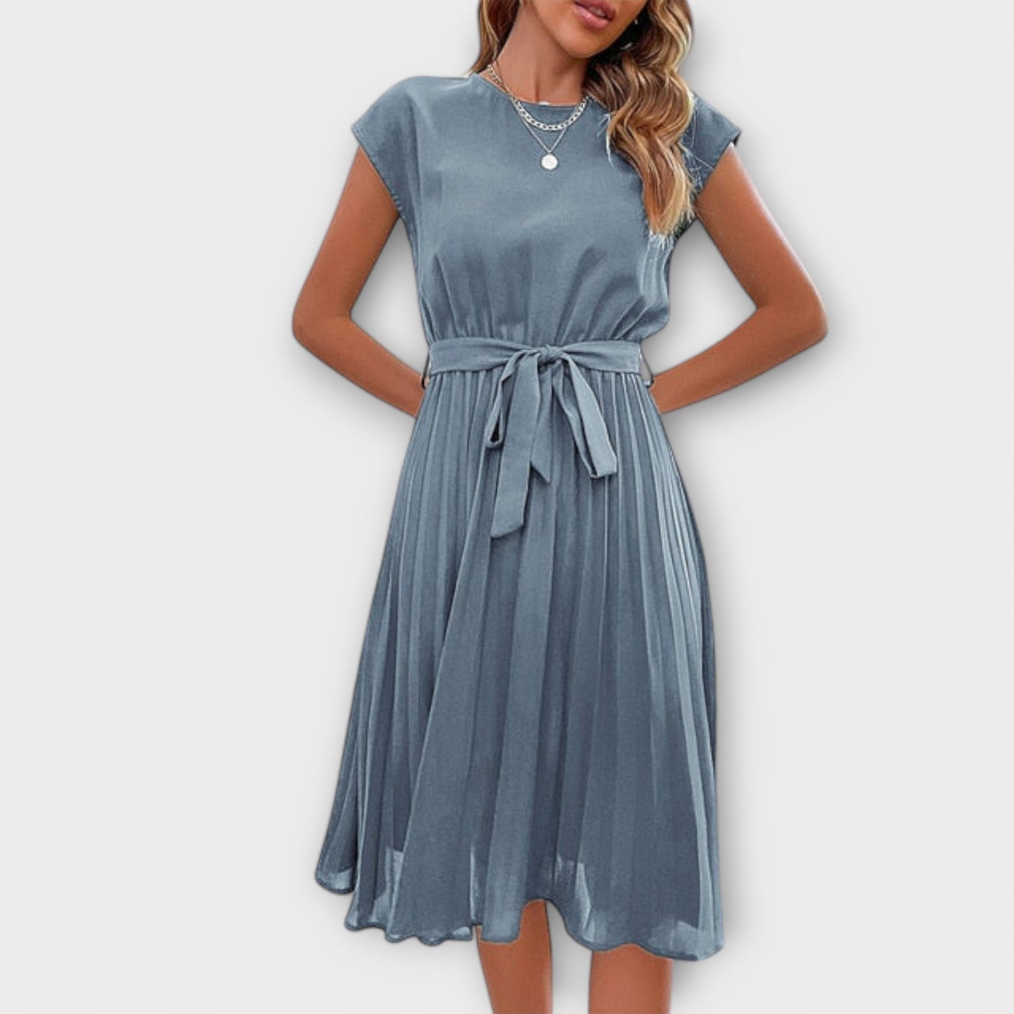 Claire Midi Summer Short Dress - Light and Pleated