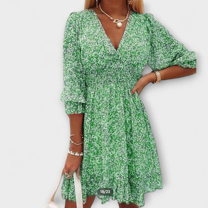 Floral Dress with Puff Sleeves for Women