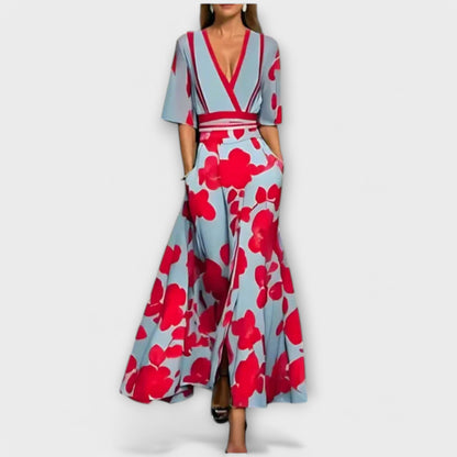 Eliz Dress with Elegant Sleeves in Floral Design