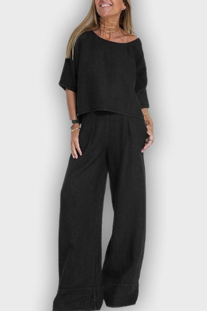 Elegant Cotton-Linen Two-Piece Suit for Women