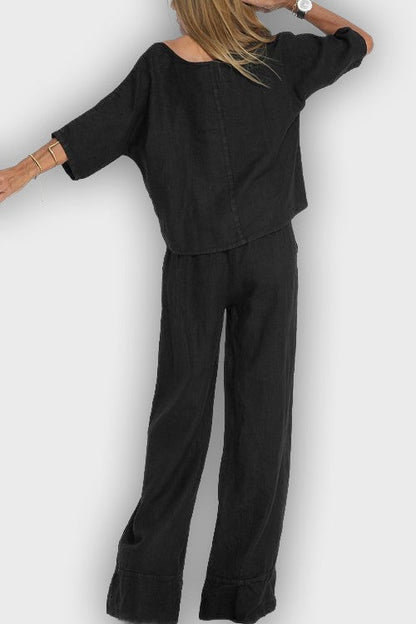 Elegant Cotton-Linen Two-Piece Suit for Women