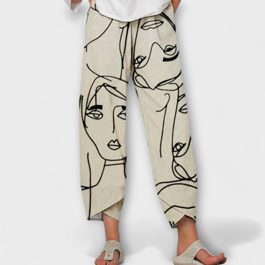 Light Linen Pants Nahia with Unique Print