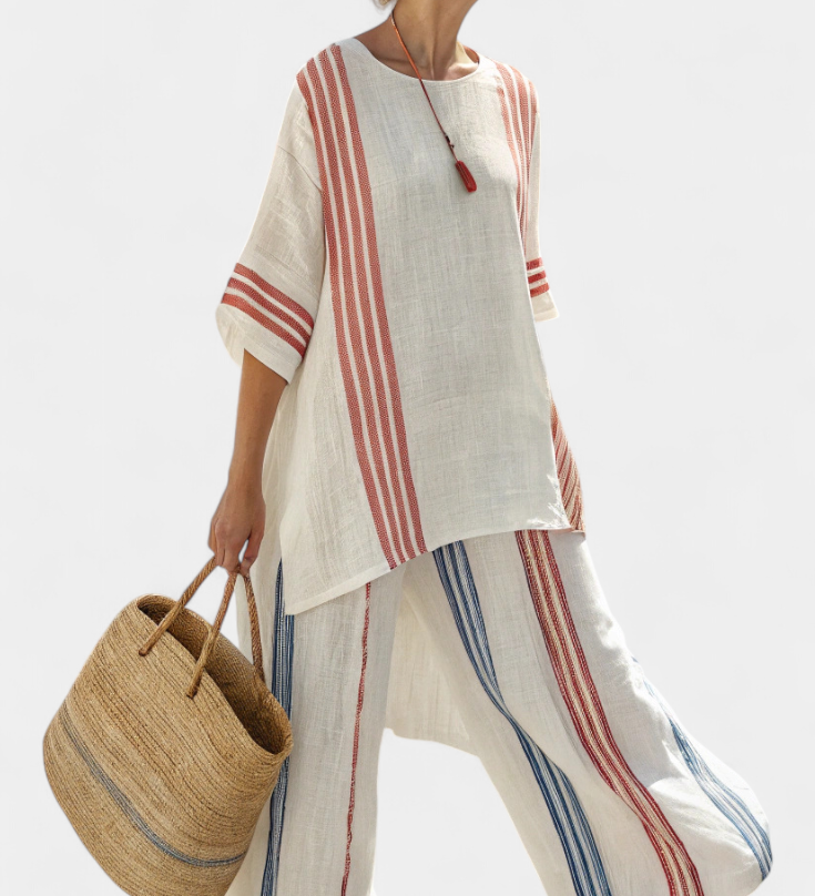 GIULIANA™|COMPLETO ESTIVO A RIGHE