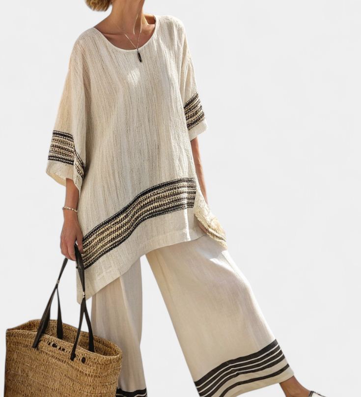 GIULIANA™|COMPLETO ESTIVO A RIGHE