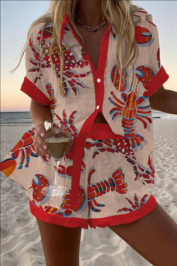 Dafira™ | Short Sleep Set with Lobster Print