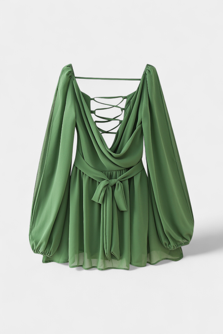 Mini Dresses with V-Neck and Light Sleeves