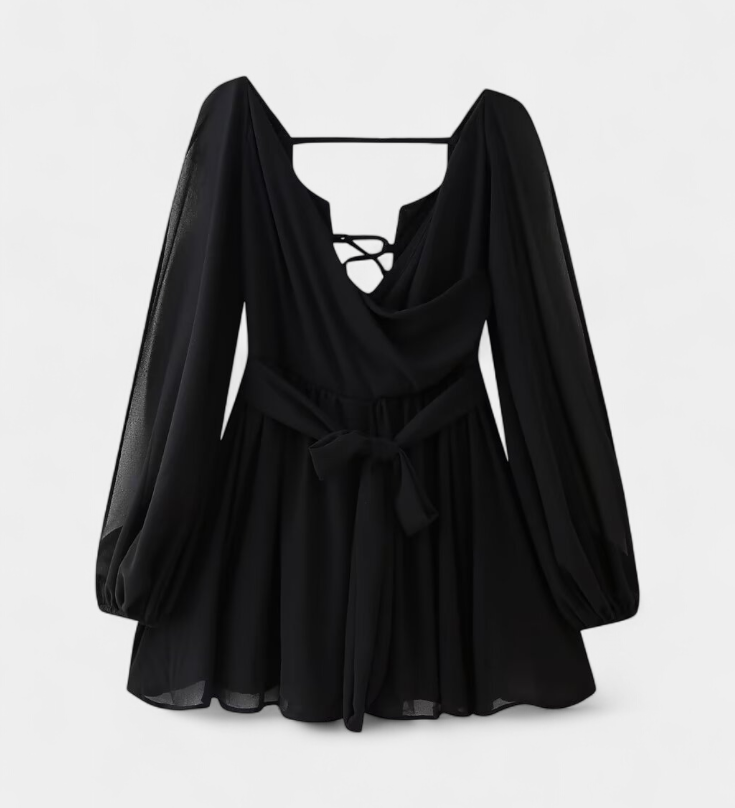 Mini Dresses with V-Neck and Light Sleeves