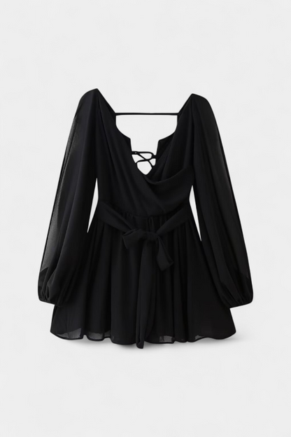 Mini Dresses with V-Neck and Light Sleeves