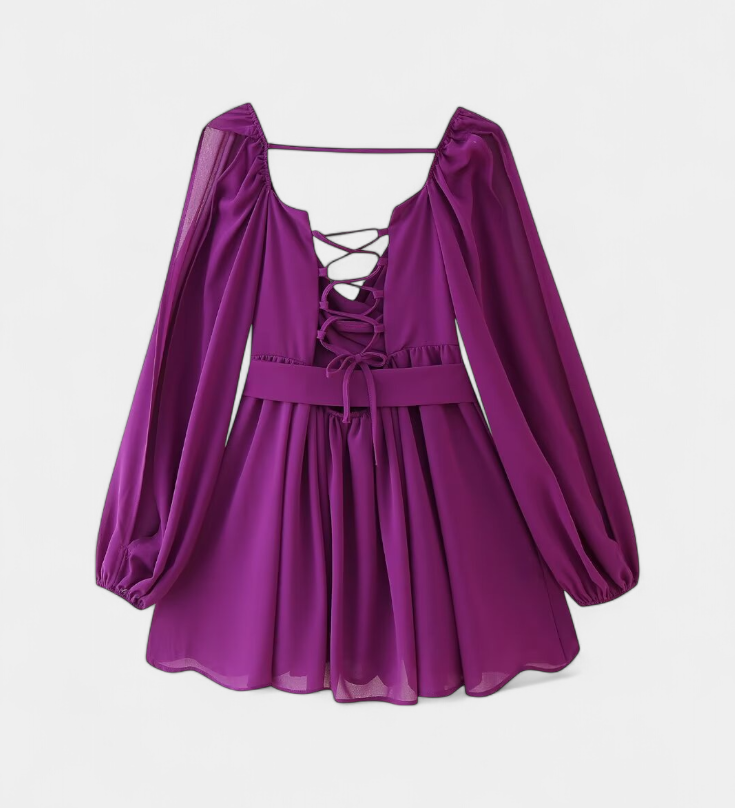 Mini Dresses with V-Neck and Light Sleeves