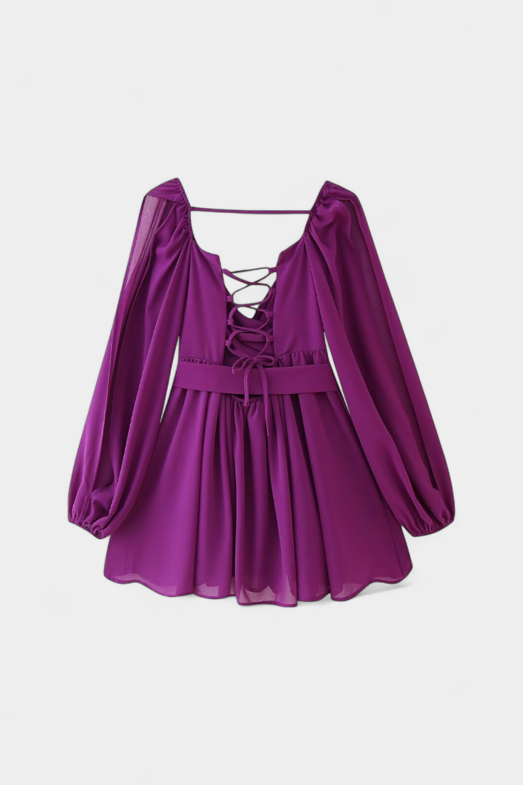 Mini Dresses with V-Neck and Light Sleeves