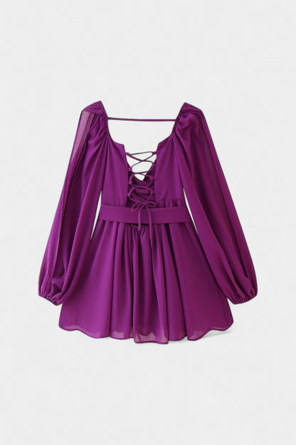 Mini Dresses with V-Neck and Light Sleeves