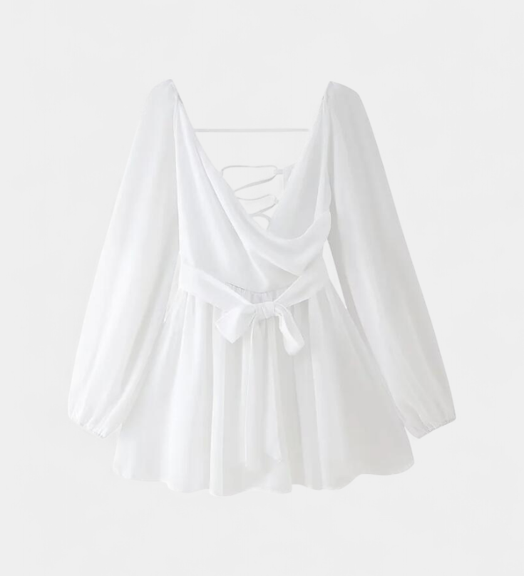 Mini Dresses with V-Neck and Light Sleeves