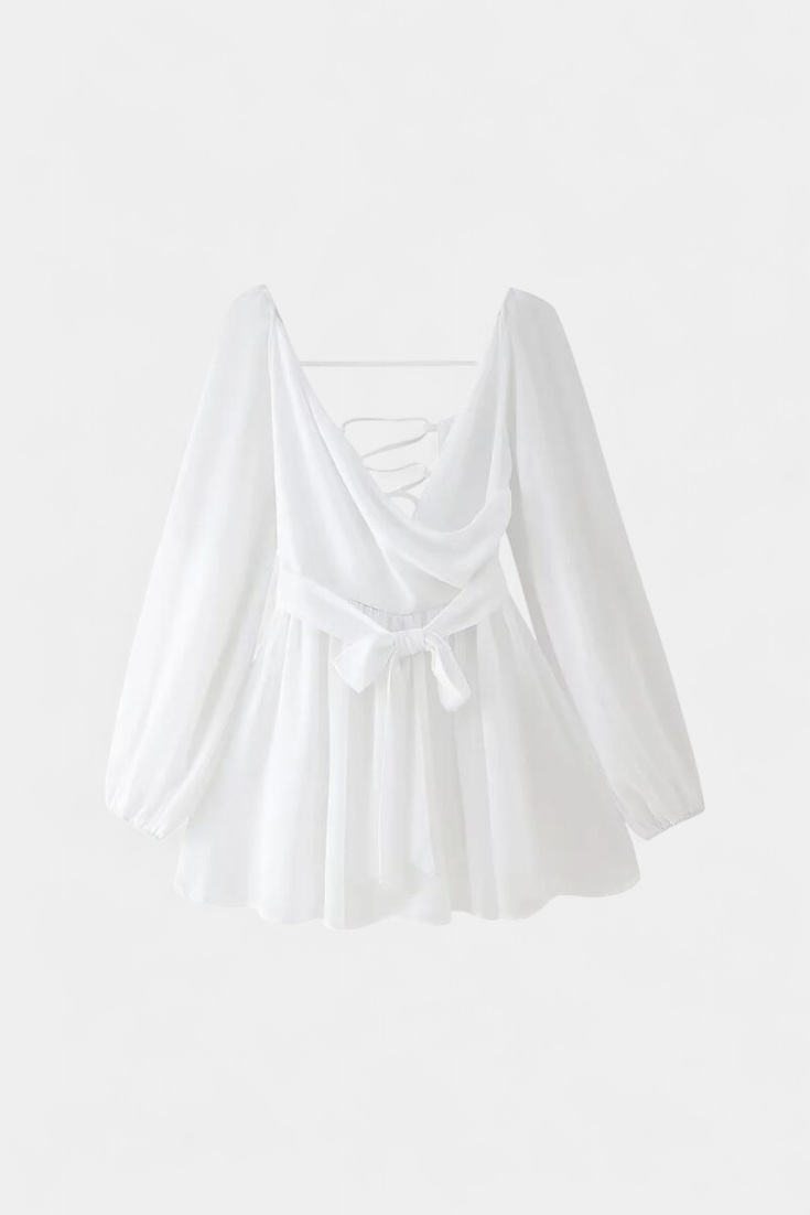 Mini Dresses with V-Neck and Light Sleeves