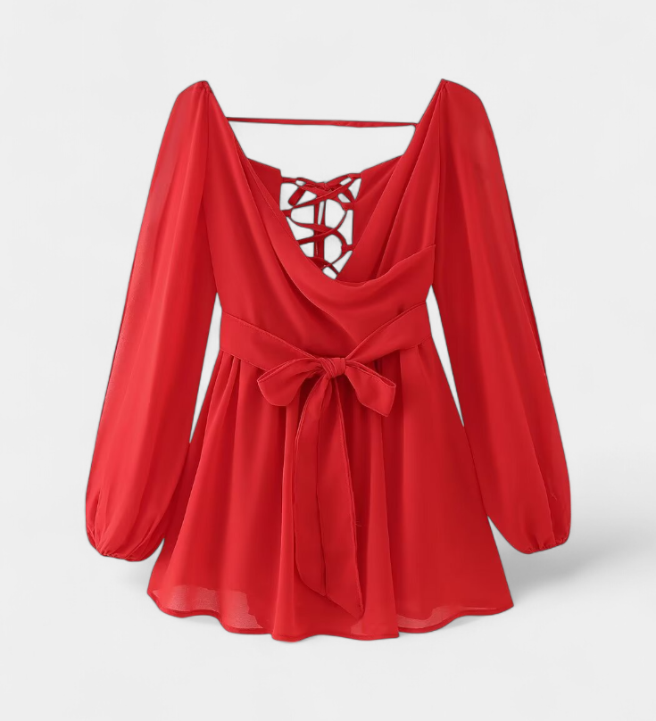 Mini Dresses with V-Neck and Light Sleeves