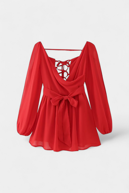Mini Dresses with V-Neck and Light Sleeves