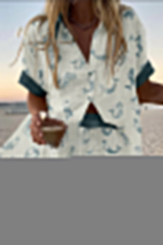 Jalira™ | Short Linen Skirt with Siren Print
