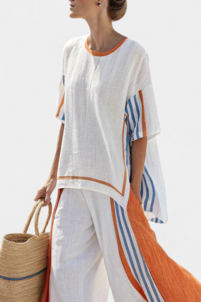Amaris – Set with Wide Cut and Stripe Details