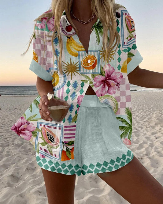 Mavin™ | Short Lycra Suit with Fruit Print