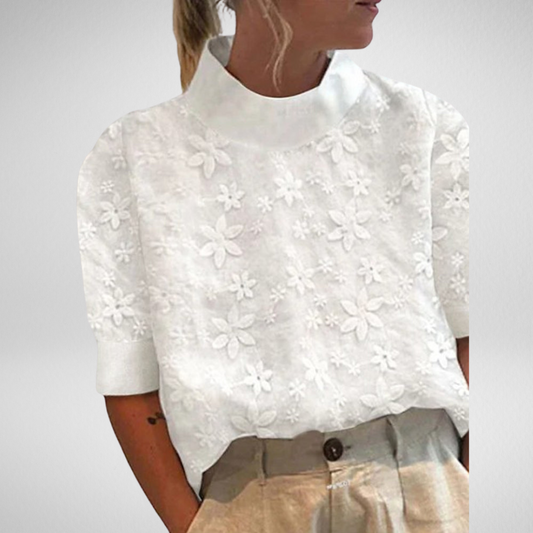 Elodie – Lace Shirt with Stand Collar