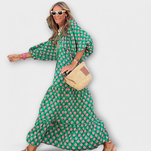 Elegant Geometric Maxi Dress for Comfort and Style