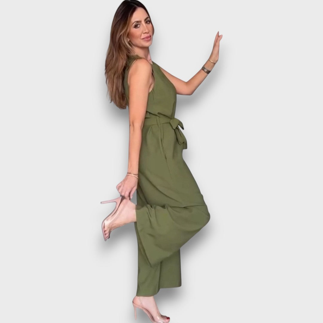 Dahlia – Jumpsuit with Waist Tie and Wide Legs