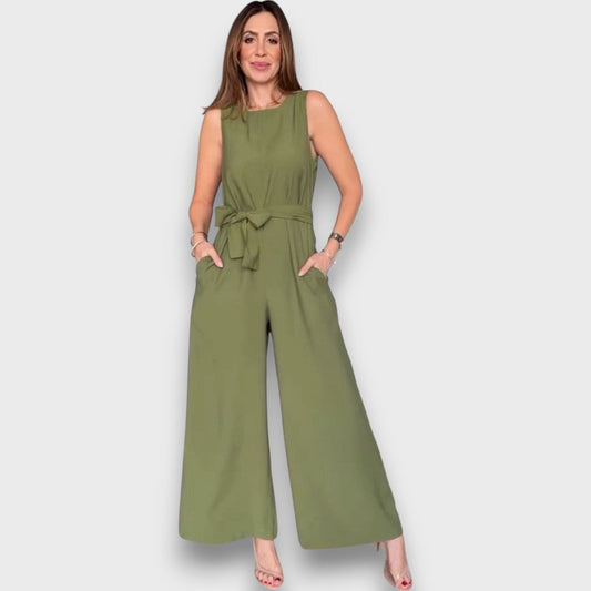 Dahlia – Jumpsuit with Waist Tie and Wide Legs