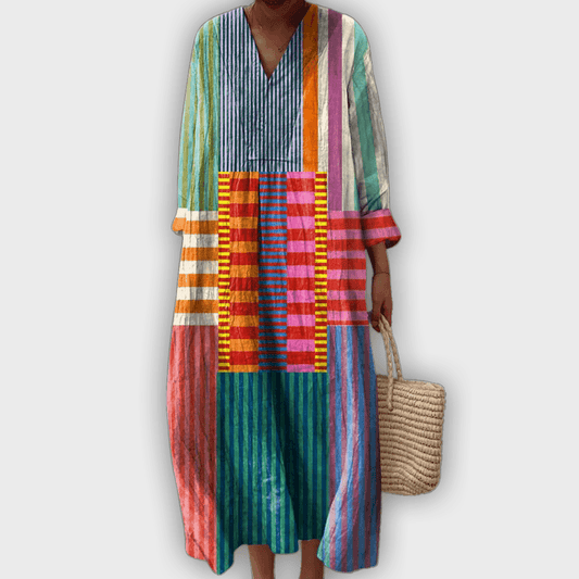 Geometric Dress with a Flowing Silhouette