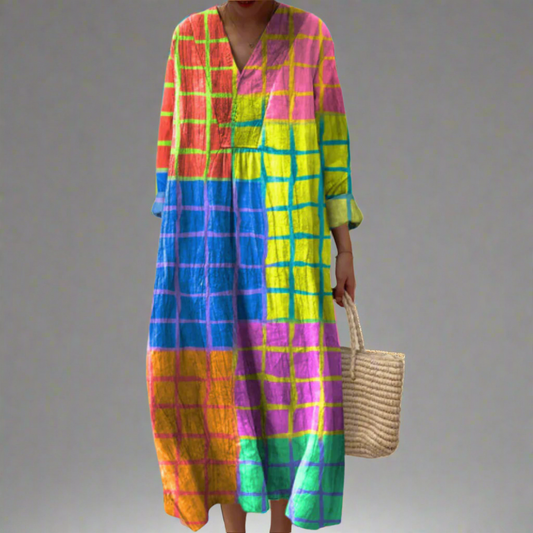 Leona™ | Maxi Dress with Essential Check Pattern